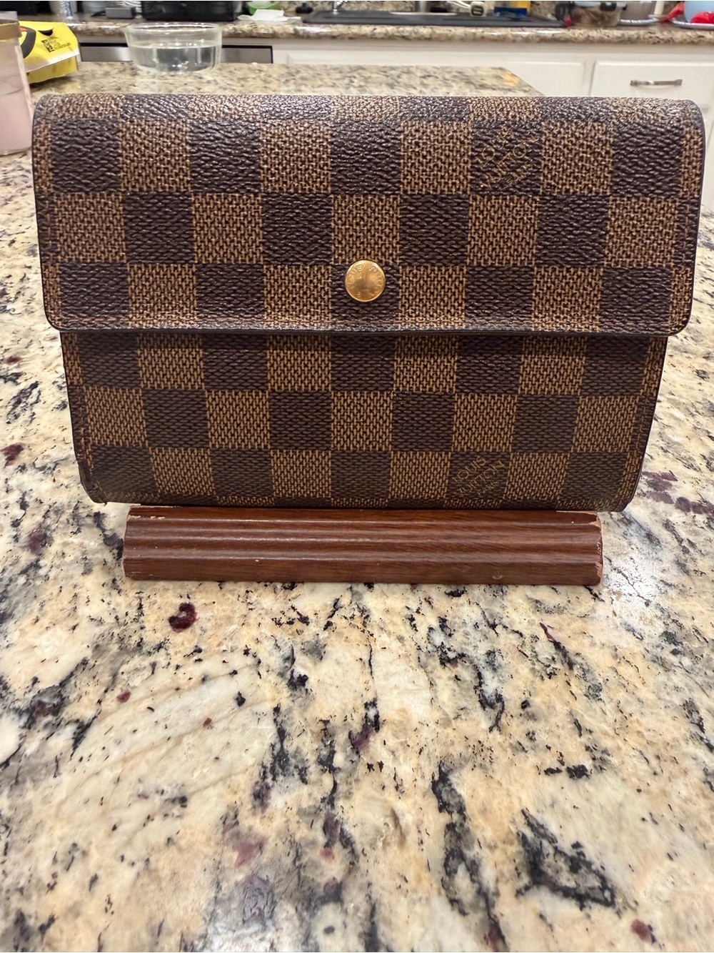 Authentic Louis Vuitton Damier Ebine Brown Checkered Wallet
